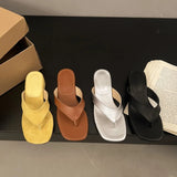 Bonnyshow  Summer Fashion Thin Low Heels Slippers Women Round Clip Toe Beach Casual Sandals Flip Flops Shoes Zapatos De Mujer