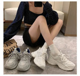 Bonnyshow  Spring Autumn New Women's Mesh Shoes Breathable thick soled non slip footwear Fashion white sneakers casual comfort ladies shoes