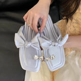 Bonnyshow  Bling Rhinestone Butterfly-knot Flat Sandals Fashion Clip Toe Beach Flip Flops Sexy Luxury Brand Designer Shoes Zapatos De Mujer