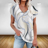 Bonnyshow  Women's Fashion Floral Graphics T Shirt Aesthetic Plants V Neck Summer Basic Tops 3d Print Oversized Pullover Female Clothing