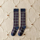 Bonnyshow Plaid Long Socks Stocking Women Stockings Harajuku Retro Vintage JK School Girls Cotton Knee Socks Women Stockings College Style