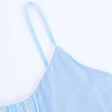 Bonnyshow  Chic Blue Patchwork A-line Long Dress Elegant Sleeveless Off Shoulder Loose Dresses For Women 2025 Summer Vacation Beach Gowns