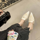 Bonnyshow  Summer New Vintage Baotou Slippers Women's Outer Wear Flat Embroidered Pointed Toe 1 Slip-on Shoes Guofeng Women's Shoes