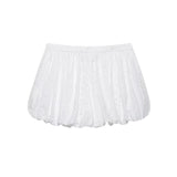 Bonnyshow  Blue Striped Casual Shorts Women Summer Flower Elastic Mid Waist Short Pants Streetwear Fashion Simple Mini Shorts 2025 New