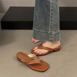 Bonnyshow  Summer Fashion Thin Low Heels Slippers Women Round Clip Toe Beach Casual Sandals Flip Flops Shoes Zapatos De Mujer