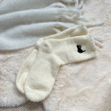 Bonnyshow Colorful Striped Socks Women Autumn Winter Mink Fleece Floor Sock Soft Thicken Plush Indoor Socks Female Fluffy Sox