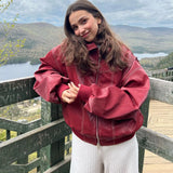 Bonnyshow Vintage Casual Women's Jacket Coat Loose Turndown Collar Short Jackets Women Solid Color Outerwear Autumn New Female Jackets