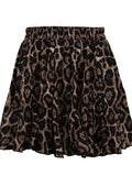 Bonnyshow Fashionable Sexy Leopard Print Short Skirt Stylish Ladies Loose Retro New Elastic Band Versatile Women's Slimming Skirts