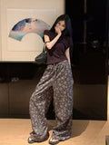 Bonnyshow  Summer Womens Leisure and comfortabel Loose T-shirt And Wear Floor Length Pants Fashion Two Piece Sets