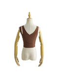 Bonnyshow Sexy Camis Solid Knit Short Hollow Out Sleeveless Tank Tops