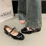 Bonnyshow  Spring Autumn Women Mary Jane Shoes Fashion Butterfly-knot Shoes Casual Low Heel Dress Street Style Shoes