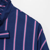 Bonnyshow  women's casual simple stand up collar long sleeved fashionable bow decoration striped summer new shirt