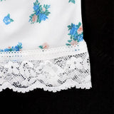 Bonnyshow  Women's Camisole New Summer Streetwear Fashion Blue Print Button Lace-up Vest Sexy Lace Backless Female Versatile Tank Clothing
