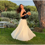 Bonnyshow  Patchwork Contrast Women' Dresses Elegant O-neck Backless Sleeveless Waist Cinching Maxi Dress Female Summer Lady Party Vestidos