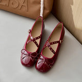 Bonnyshow  5cm Cross Strap Rivet Women Heels Pumps PU Leather Ballet Mary Janes Elevator Shoes Insole Spring Autumn Casual Wedges Loafers