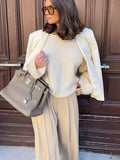 Bonnyshow  Elegant Covered Button Short Women's Jacket Solid V-neck Full Sleeve Pockets Coats Female 2025 Spring Autumn Lady Streetwears