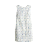 Bonnyshow  Print Sleeveless Short Dress Woman Patchwork Round Neck Solid Slim A-line Dresses Fashion Summer Vacation Beach Women's Vestidos