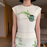 Bonnyshow  Women Soft Cozy Stretch Chic 2000s T-shirt 2025 New In Slim Fit Top Women Clothes Dongdaemun Women Summer
