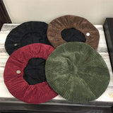 Bonnyshow Hat Beanie Cap Show Face Small Corduroy Beret women's Fashion Painter Hat Retro Autumn Winter Octagonal Hats