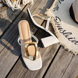 Bonnyshow  Sexy Designer Wedding Shoes Elegant Women Sandals Medium High Heel Open Toe Luxury Fashion Party Women's Shoes