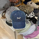 Bonnyshow Denim Diamond Bow Kont Baseball Cap Korean  Y2k Fashions Lace Baseball Hip Hop Hat Summer Designer Sun Protection Beach Hat