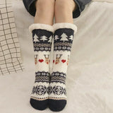 Bonnyshow Christmas Legwarmers Elk Snowflake Pattern Slipper Socks Knitted Socks Anti-slip Carpet Socks Christmas Gift Women's Accessories