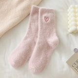 Bonnyshow Colorful Striped Socks Women Autumn Winter Mink Fleece Floor Sock Soft Thicken Plush Indoor Socks Female Fluffy Sox