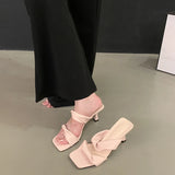 Bonnyshow  Designer Summer Women Open Toe Slippers Fashion Comfort High Heel Party Dress Slides Shoes