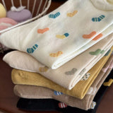 Bonnyshow 5 Pairs Cute Heart Print Socks for Women Y2K Korean Girls Colorful Socks Soft Breathable Cotton Ladies Crew Socks