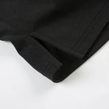 Bonnyshow  Women Casual Slit Middle Pants Black Fashion High Street Basic Capri Pants Summer Y2K Slim Fit Trousers Minimalist