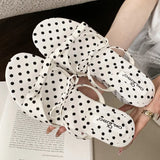Bonnyshow  Comfort Soft Sole Wedge Slipper Women Elegant Bow Polka Dot Design Brand Slide Sandal Fashion Narrow Band Dress Zapatos De Mujer