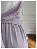 Bonnyshow  Womens Elegant Purple Halter Neck Maxi Dress Ruffled Neckline Ruched Waist Floral Detail Formal Evening Party