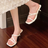 Bonnyshow  Women High Heel Sandals Summer Casual Female Shoes Woman Square Heel Open Toe Ankle Strap Ladies Sandalias Wedge Shoe 2025 New