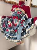 Bonnyshow  Summer New Bow Tie High Waist Slimming Birthday Party Dresses Sleeveless High Waist Sweet Girls Princess Cake Dress