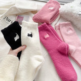 Bonnyshow Cute Cat Plush Socks for Women Warm Thicken Mink Velvet Floor Sock Winter Thermal Snow Home Sleep Socks Hosiery