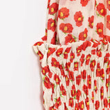 Bonnyshow  women's fashionable slim fit printed deep V-neck waist cinched floral sleeveless temperament summer new dress