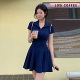 Bonnyshow Fashion A-LINE Dress Women Summer New Streetwear Short Sleeve Bodycon Sexy Solid Dresses Casual Club Elegant Party Mini Dresses