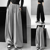 Bonnyshow New Women Oversize Gray Fashion Joggers Sweatpants Women Korean Y2k Summer Harajuku High Waist Black Loose Wide Leg Trousers