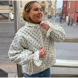Bonnyshow  Chic Striped Printed Hooded Jacket For Wowem Fashion Flared Sleeves Zipper Pocket Waist Loose Coat Lady Autumn Casual Outerwear