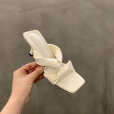Bonnyshow  Designer Summer Women Open Toe Slippers Fashion Comfort High Heel Party Dress Slides Shoes