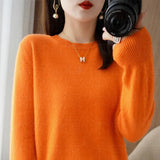 Bonnyshow Autumn And Winter Cashmere Sweater Women's Crew Neck Pullover Casual Knitted Top Women's Short Undercoat Fashion 18 Colors