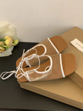 Bonnyshow  Square Toe Women Flat Sandals Casual Loafers Shoes Woman Slippers Slingback 2025 Trend Summer Dress Designer Comfort Sandalias