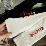 Bonnyshow Y2K Love Heart Stockings for Girls Korean Cotton Knee High Long Sock Women Japanese JK Black White Long Socks