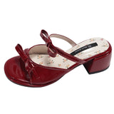 Bonnyshow  Designer Summer Thick Heel Women Slippers Fashion Butterfly-knot Ladies Outdoor Dress Slides Sandalias