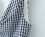Bonnyshow  plaid shirt women sleeveless V-neck buttons down chic shirt cotton spring summer tops