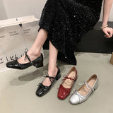 Bonnyshow  Spring Autumn Women Mary Jane Shoes Fashion Butterfly-knot Shoes Casual Low Heel Dress Street Style Shoes
