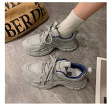Bonnyshow  Spring Autumn New Women's Mesh Shoes Breathable thick soled non slip footwear Fashion white sneakers casual comfort ladies shoes
