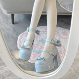Bonnyshow  New Spring Autumn Fashion Elegant High Heel Waterproof Table Women's Shoes Lolita Style Sweet and Cute Pumps  for Lady
