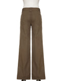 Bonnyshow  Basic Aesthetic Casual Slim Denim Pants Low Waisted Fashion Y2K Jeans Streetwear Button Pockets Cotton Bottoms