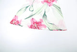 Bonnyshow  Vacation Pretty Women Two-Piece Set 3d Flowers Bandeau Mini Top+See Through Print Bottoms Beach Party Matching Suits